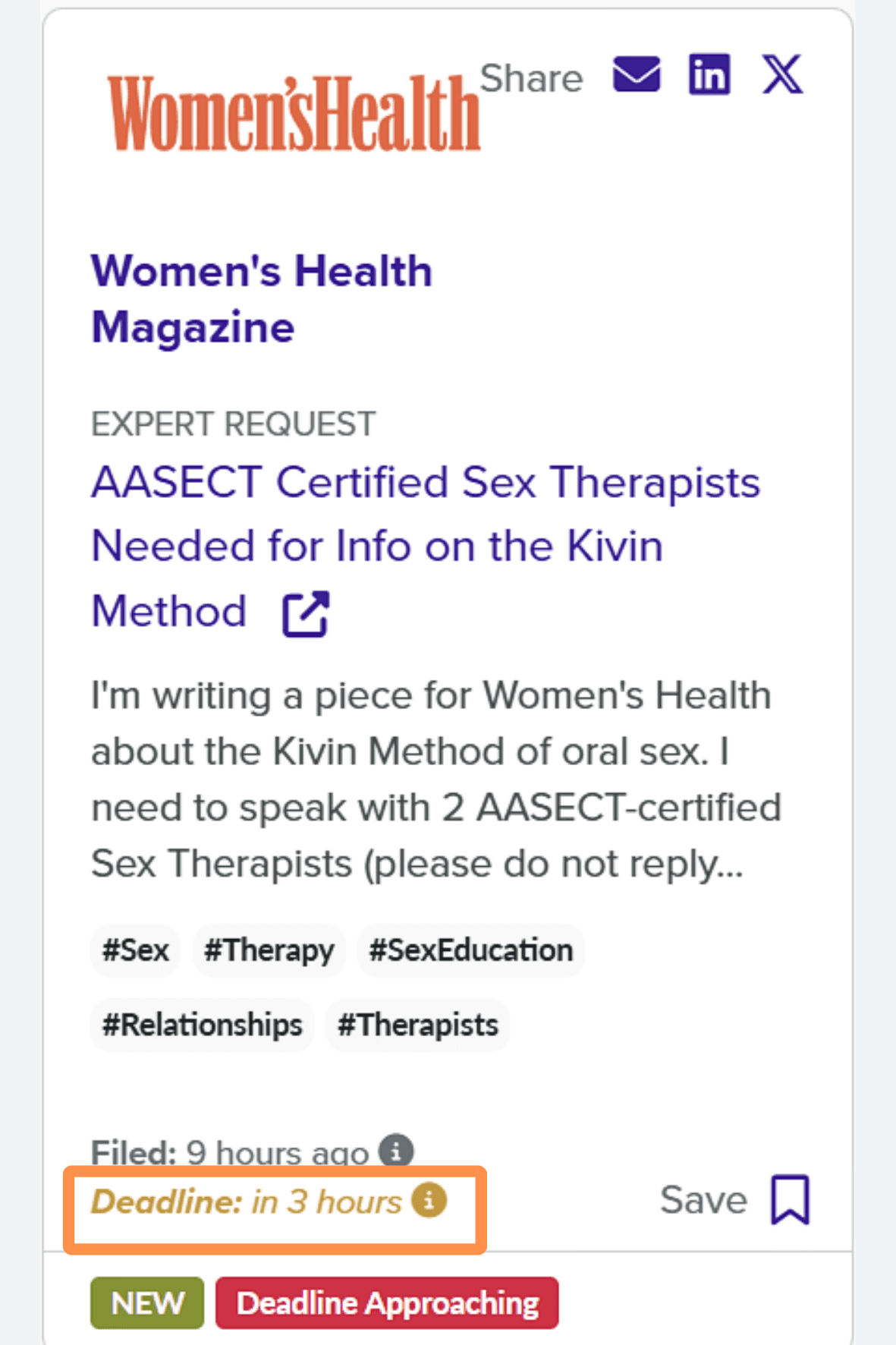 Sample Query with a Tight Deadline