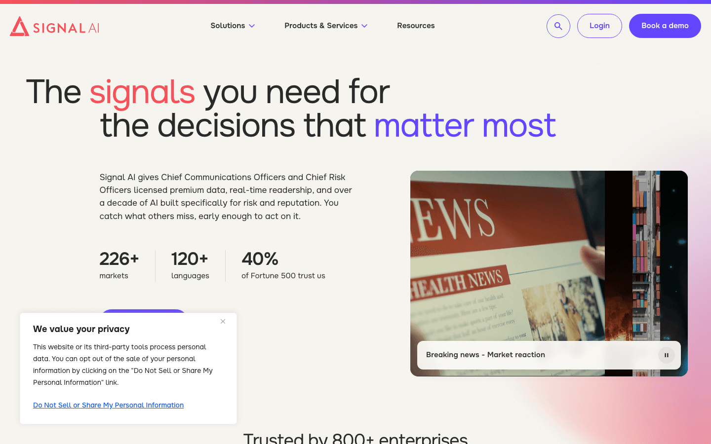 The Signal AI homepage