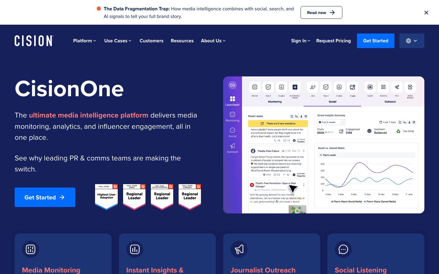 The Cision homepage
