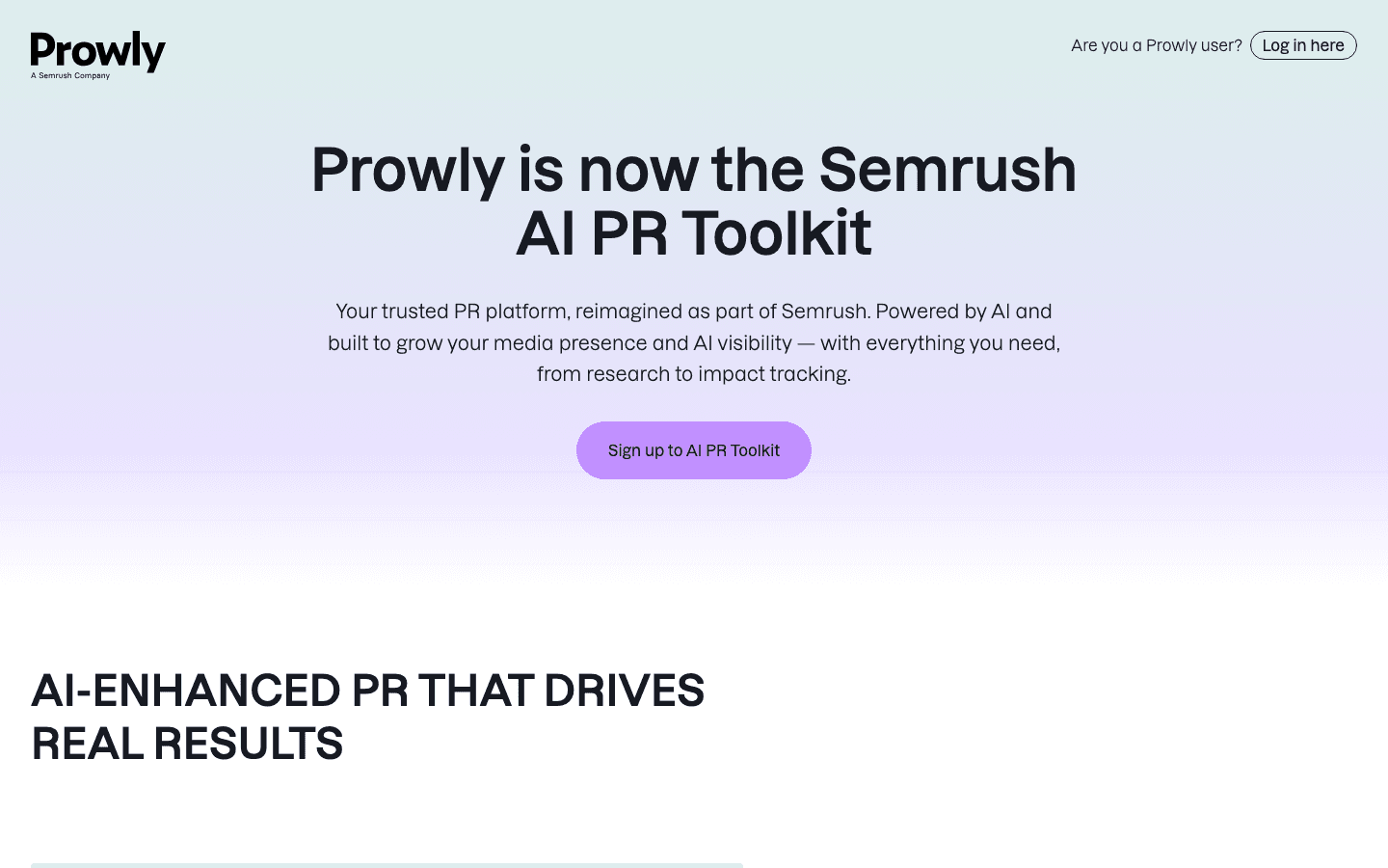 The Prowly homepage