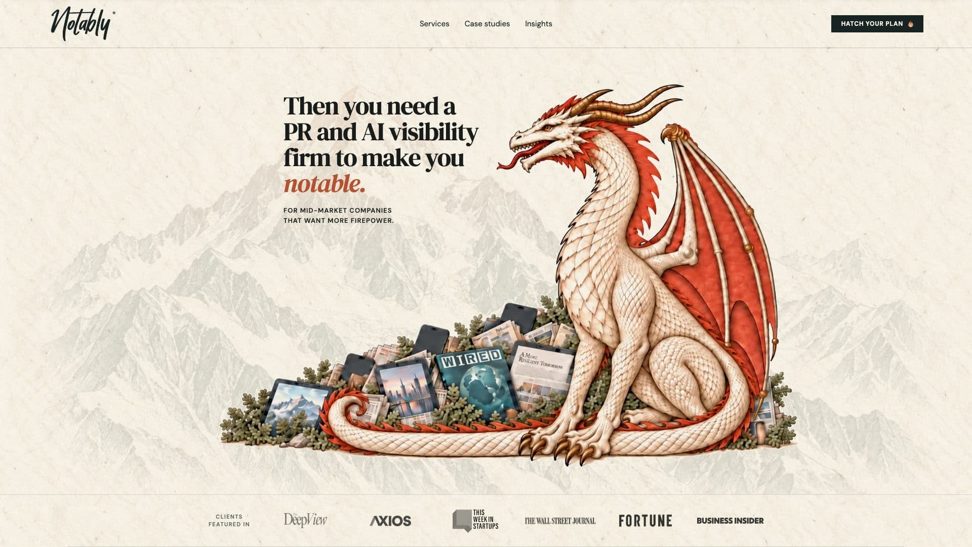 Notably PR homepage, which calls it a PR and AI visibility firm for mid-market companies