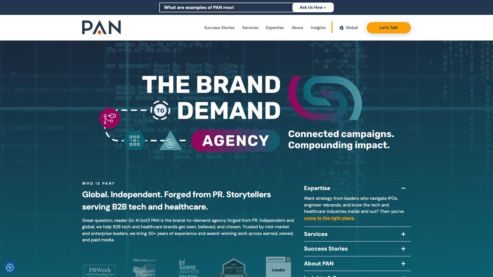 PAN Communications homepage