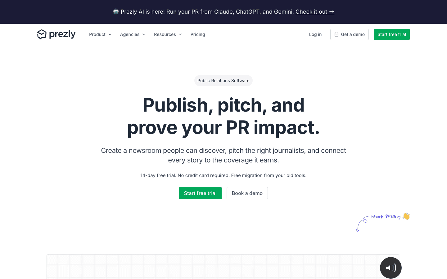 The Prezly homepage